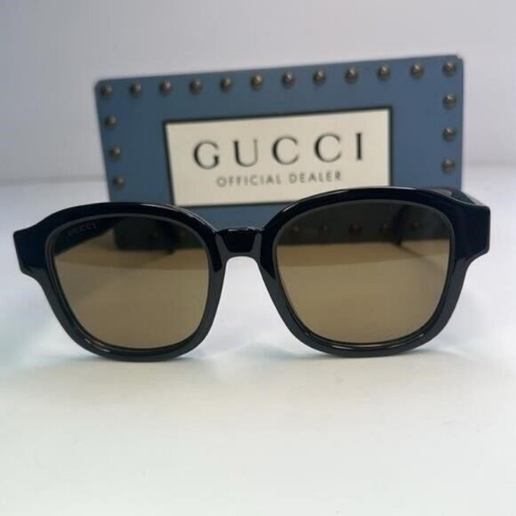 GUCCI GG1140SK-003 Unisex Classic Designer Sunglasses in Black & Gold/Brown 54mm - Picture 12 of 14